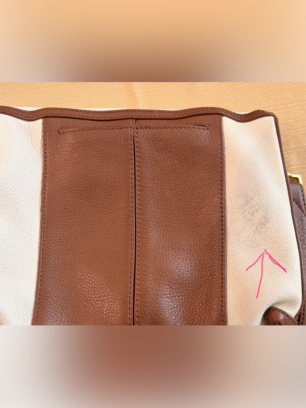 Hammitt Cream and Brown Leather Foldover Crossbody - Picture 2 of 16